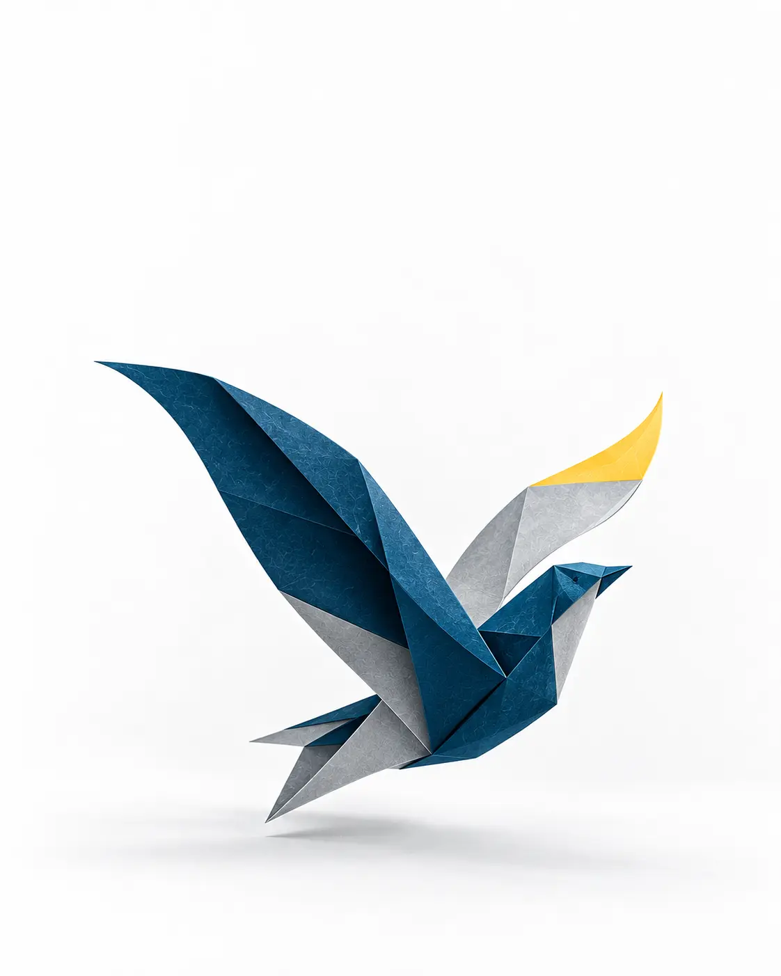 Origami bird taking flight